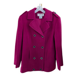 Talbots Fuschia Wool Pea Coat Bomber Jacket Size 6 Small Flaw USA